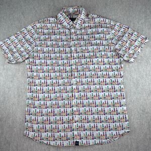 Coast Social Beer Print Short Sleeve Button Up Shirt Men’s Small